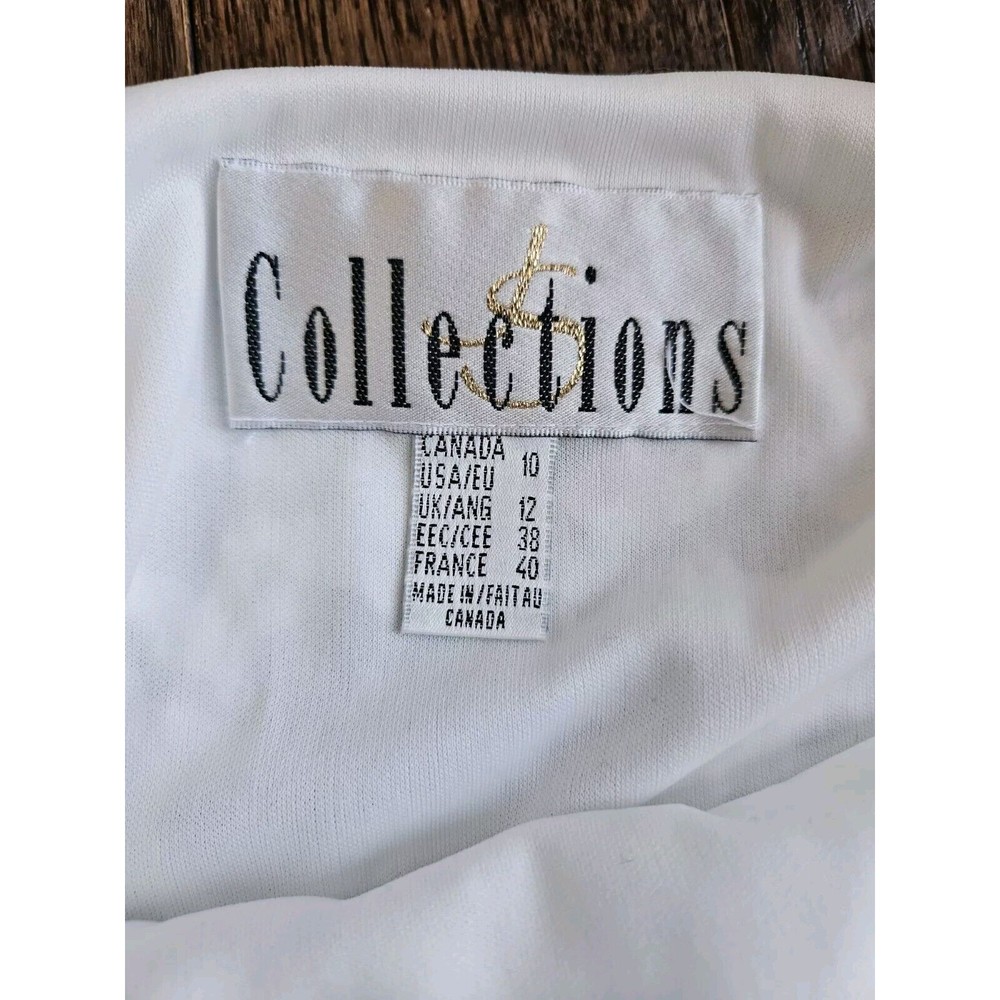 JS COLLECTIONS White Lace Vintage Midi Dress Sz 10 Formal Cocktail Wedding Dress - Picture 9 of 12